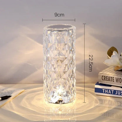 Touching Control Rose Crystal Lamp, Romantic LED Rose Diamond Touch Lamp, Crystal Bedside Lamp, Home Decor Gift