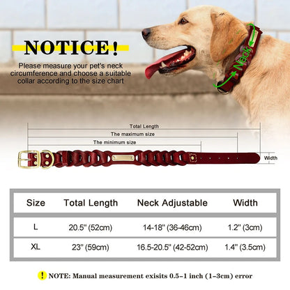 Custom Genuine Leather Dog Collar | Personalized Pet ID Collar for Medium & Large Dogs