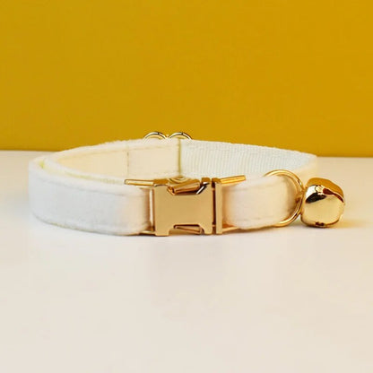 Custom Velvet Cat Collar with ID Tag & Bow Tie | Personalized Kitten Necklace