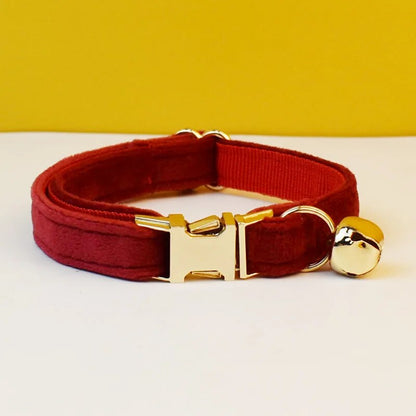 Custom Velvet Cat Collar with ID Tag & Bow Tie | Personalized Kitten Necklace