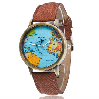Vintage World Traveler Watch – World Map Timepiece | Perfect Travel Gift