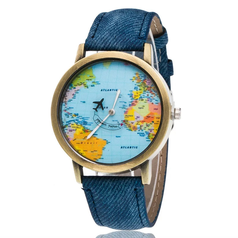Vintage World Traveler Watch – World Map Timepiece | Perfect Travel Gift