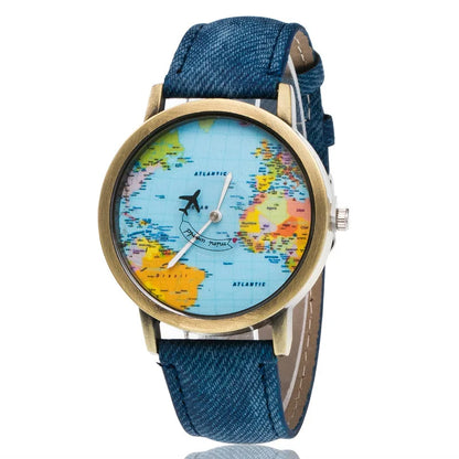 Vintage World Traveler Watch – World Map Timepiece | Perfect Travel Gift