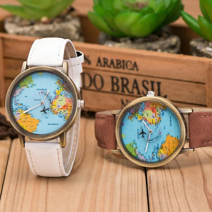 Vintage World Traveler Watch – World Map Timepiece | Perfect Travel Gift