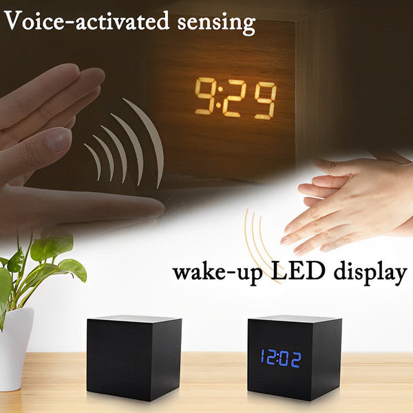 Modern Digital Wood Clock – LED Wooden Digital Wall Clock for Home & Office
