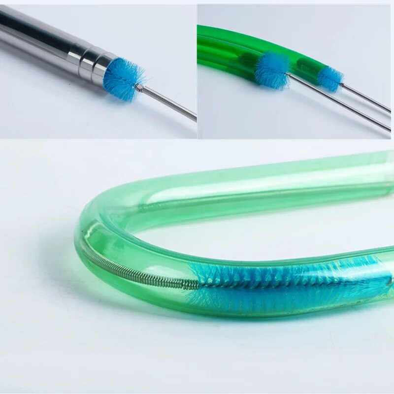 Stainless Steel Flexible Bent Tube Aquarium Cleaning Brush for Tank Maintenance
