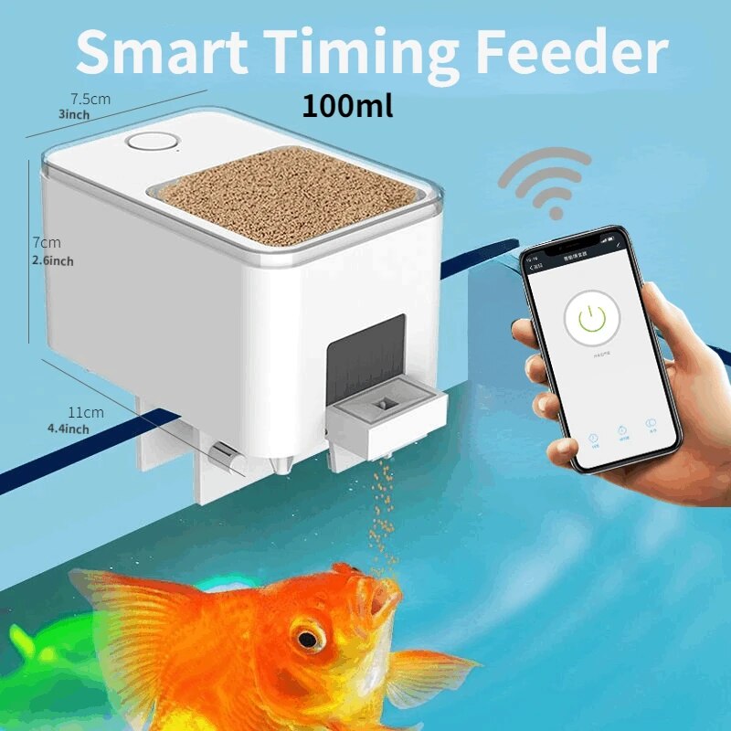 LED Aquarium Fish Tank 500ml Automatic Fish Feeder With Timer