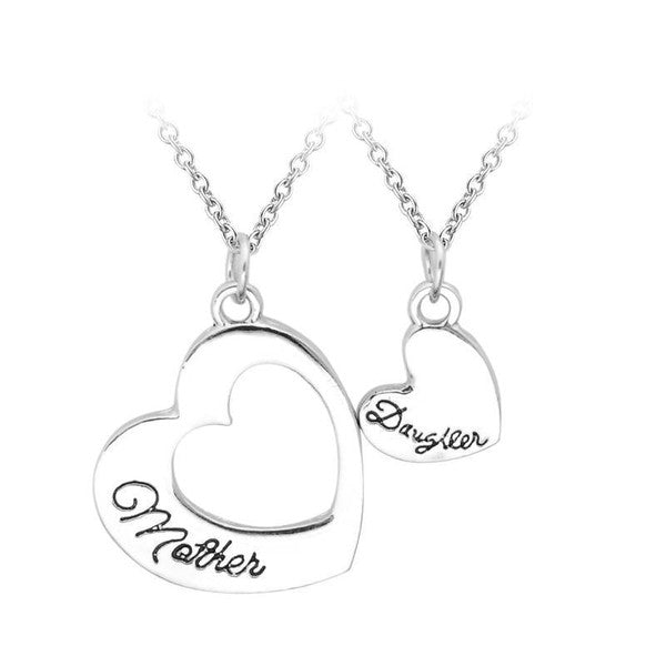 Mother Daughter Necklace Set of 2 | Matching Heart Jewelry Gift for Mom & Daughter