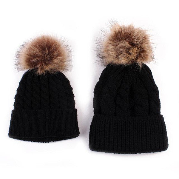 Mommy & Me" Matching Faux Fur Beanies - Perfect Family & Gift Sets for Winter