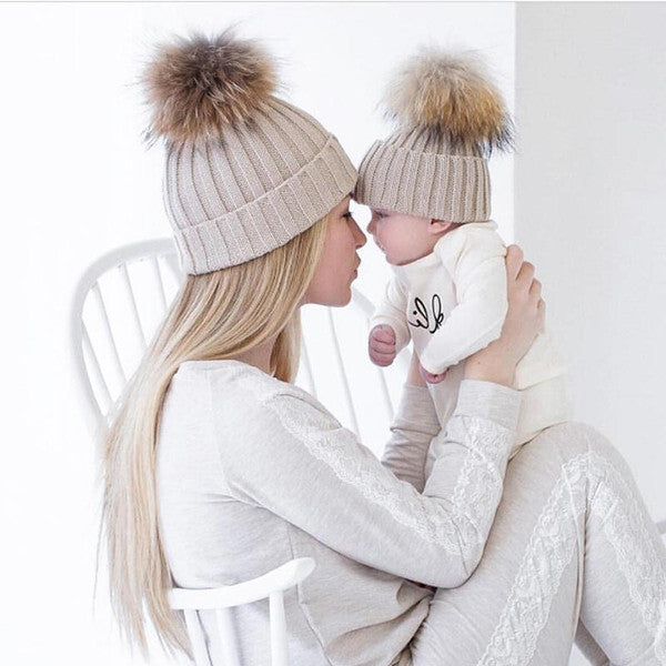 Mommy & Me" Matching Faux Fur Beanies - Perfect Family & Gift Sets for Winter