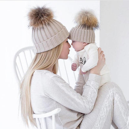 Mommy & Me" Matching Faux Fur Beanies - Perfect Family & Gift Sets for Winter