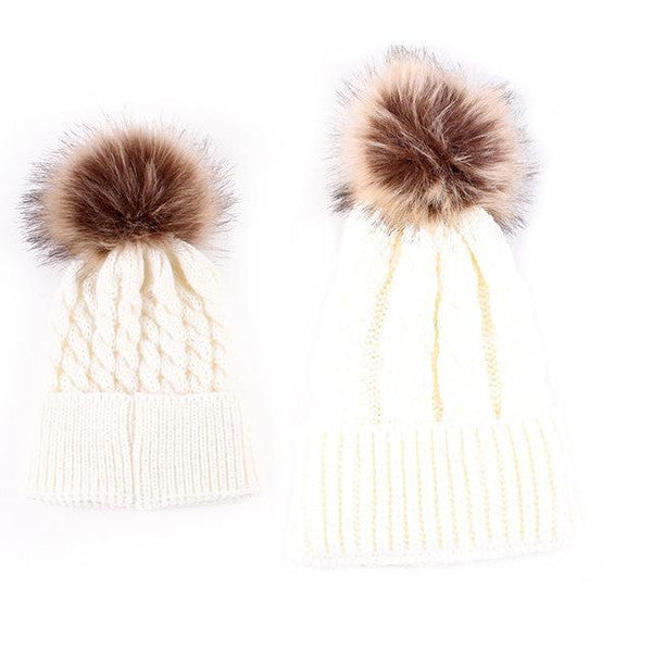 Mommy & Me" Matching Faux Fur Beanies - Perfect Family & Gift Sets for Winter