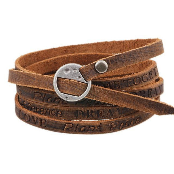 Men's Leather Vintage Bracelet – Adjustable Rustic Gift for Him