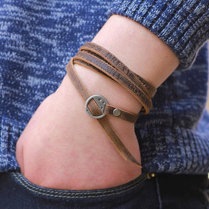 Men's Leather Vintage Bracelet – Adjustable Rustic Gift for Him