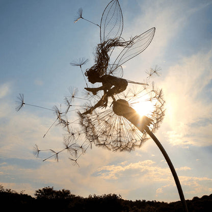 Enchanting Fairy Steel Sculptures, Weatherproof Fairy Metal Garden Stake for Magical Outdoors