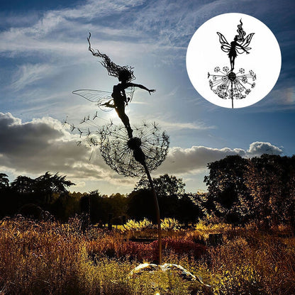 Enchanting Fairy Steel Sculptures, Weatherproof Fairy Metal Garden Stake for Magical Outdoors