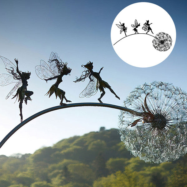 Enchanting Fairy Steel Sculptures, Weatherproof Fairy Metal Garden Stake for Magical Outdoors