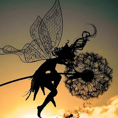 Enchanting Fairy Steel Sculptures, Weatherproof Fairy Metal Garden Stake for Magical Outdoors