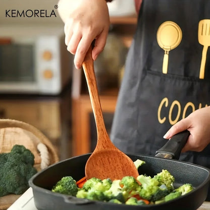 KEMORELA 4PCS Kitchen Utensil Set: Wood Shovel, Scoop, Spatula, Spoon - Nonstick Cooking Tools