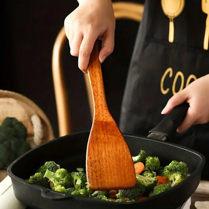 KEMORELA 4PCS Kitchen Utensil Set: Wood Shovel, Scoop, Spatula, Spoon - Nonstick Cooking Tools