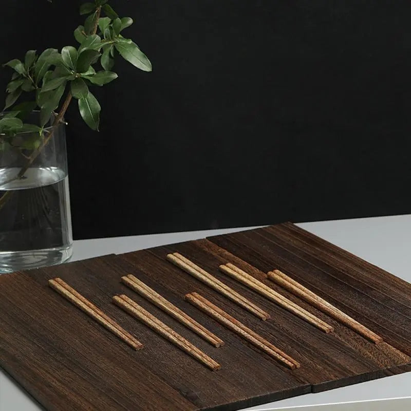 10 Pairs Natural Rosewood Chopsticks - Reusable Chinese Wooden Sushi Food Stick Tableware Kitchen Utensils