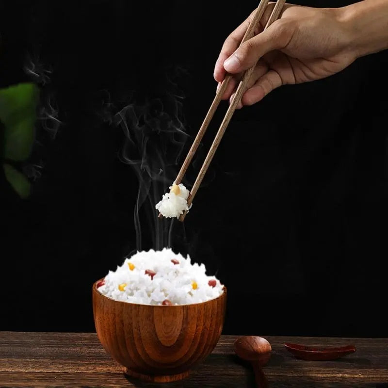 10 Pairs Natural Rosewood Chopsticks - Reusable Chinese Wooden Sushi Food Stick Tableware Kitchen Utensils
