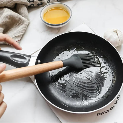 12PCS Silicone Kitchenware Set: Non-Stick Cookware Utensils with Wooden Handles