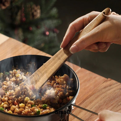 SHIMOYAMA Teak Wood Tableware Spatulas: Triangular Cooking Spatula for Kitchen Gadgets & Portable Outdoor Camping Utensi