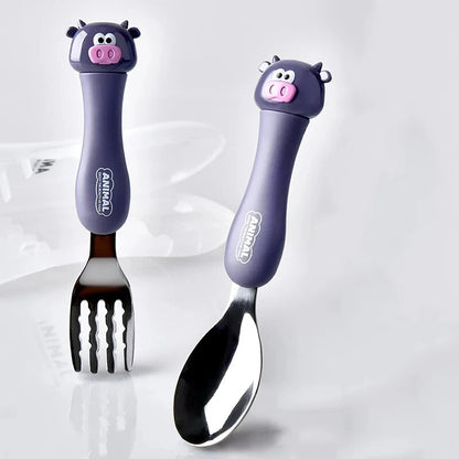 Cartoon Kids Spoon and Fork Set - Children's Cutlery for Baby Gadgets, Tableware Dessert Spoon for Kids