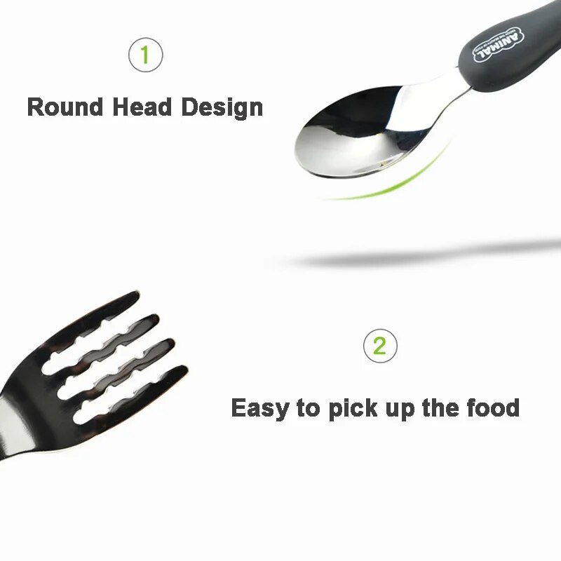 Cartoon Kids Spoon and Fork Set - Children's Cutlery for Baby Gadgets, Tableware Dessert Spoon for Kids