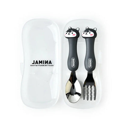 Cartoon Kids Spoon and Fork Set - Children's Cutlery for Baby Gadgets, Tableware Dessert Spoon for Kids
