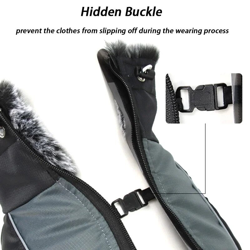 Large Dog Winter Coat: Waterproof Jacket with Harness & Furry Collar
