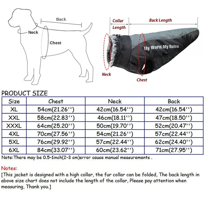 Large Dog Winter Coat: Waterproof Jacket with Harness & Furry Collar