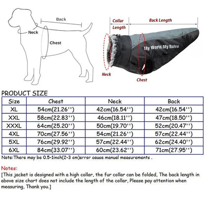Large Dog Winter Coat: Waterproof Jacket with Harness & Furry Collar