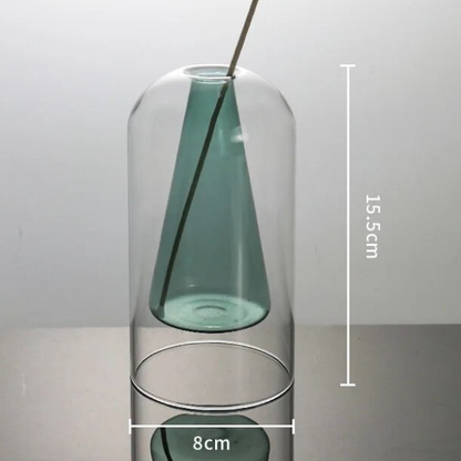 Glass Vase: Home Room & Wedding Decor, Hydroponic Flower Pot, Aromatherapy Bottle - Double Glass Container Crafts Orname