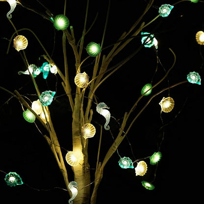 Ocean Theme Party Decor: 2m 20LED Seashell Starfish String Lights - Mermaid Birthday, Baby Shower Fairy Light Favor