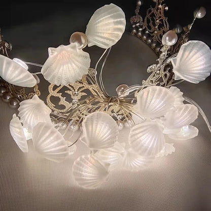 Ocean Theme Party Decor: 2m 20LED Seashell Starfish String Lights - Mermaid Birthday, Baby Shower Fairy Light Favor