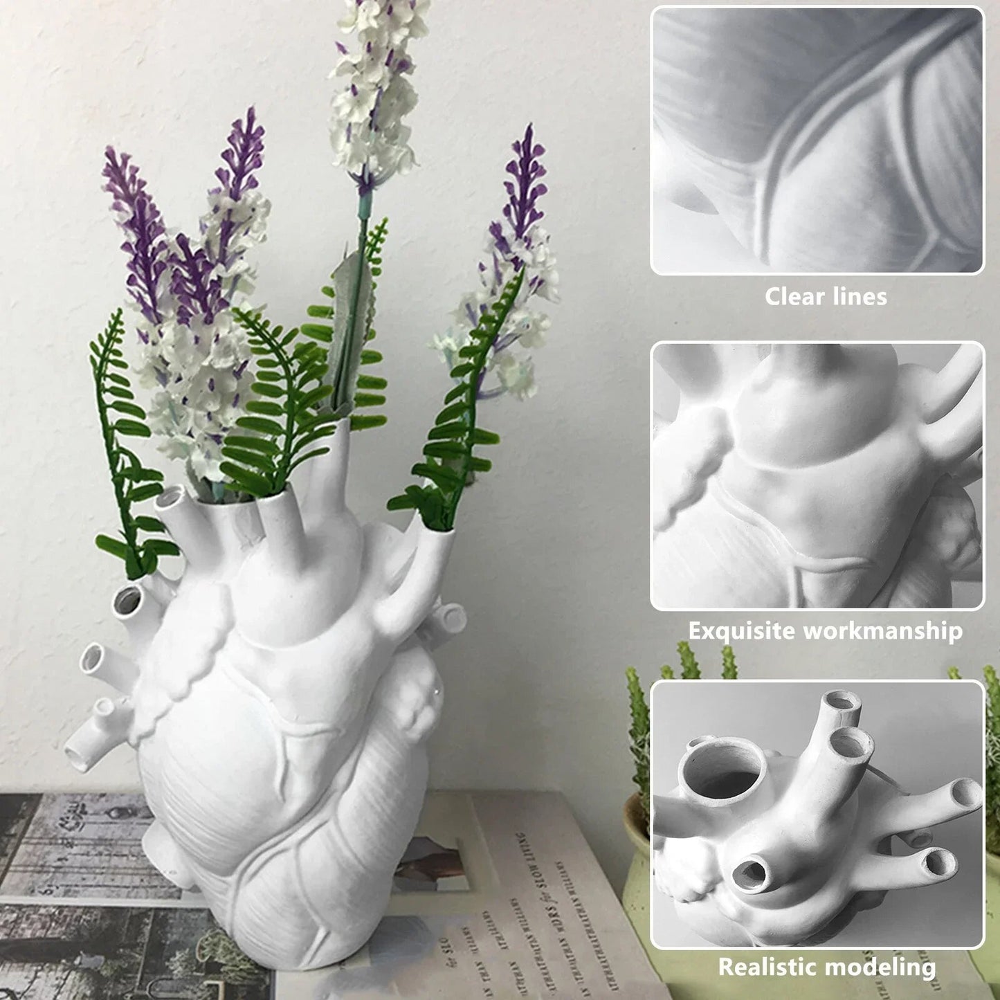 Simulation Anatomical Heart-shaped Vase: Dried Flower Pot Art for Desktop Home Decoration