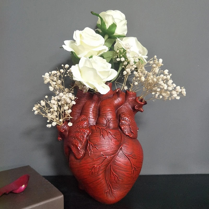Simulation Anatomical Heart-shaped Vase: Dried Flower Pot Art for Desktop Home Decoration