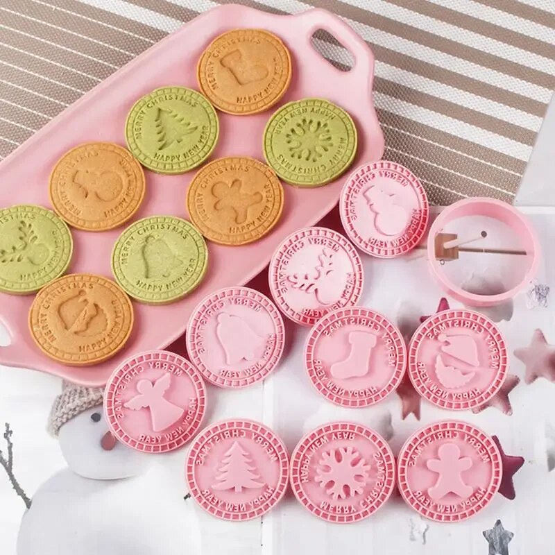 9Pcs 3D Christmas Cookie Cutters Santa Snowman Tree