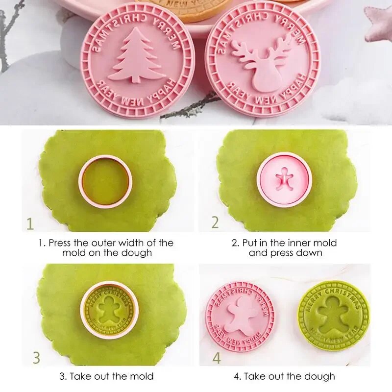 9Pcs 3D Christmas Cookie Cutters Santa Snowman Tree