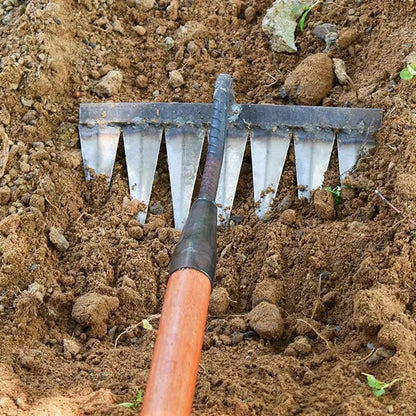 Gardening Hoe Weeding Rake: Steel Farm Tool for Grasping, Raking, Leveling, Loosening Soil, Harrowing, and Cleaning Leav
