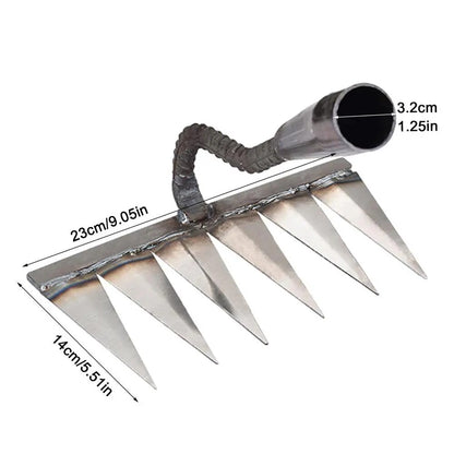Gardening Hoe Weeding Rake: Steel Farm Tool for Grasping, Raking, Leveling, Loosening Soil, Harrowing, and Cleaning Leav