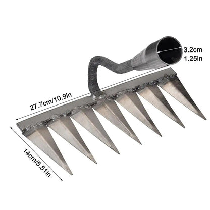 Gardening Hoe Weeding Rake: Steel Farm Tool for Grasping, Raking, Leveling, Loosening Soil, Harrowing, and Cleaning Leav