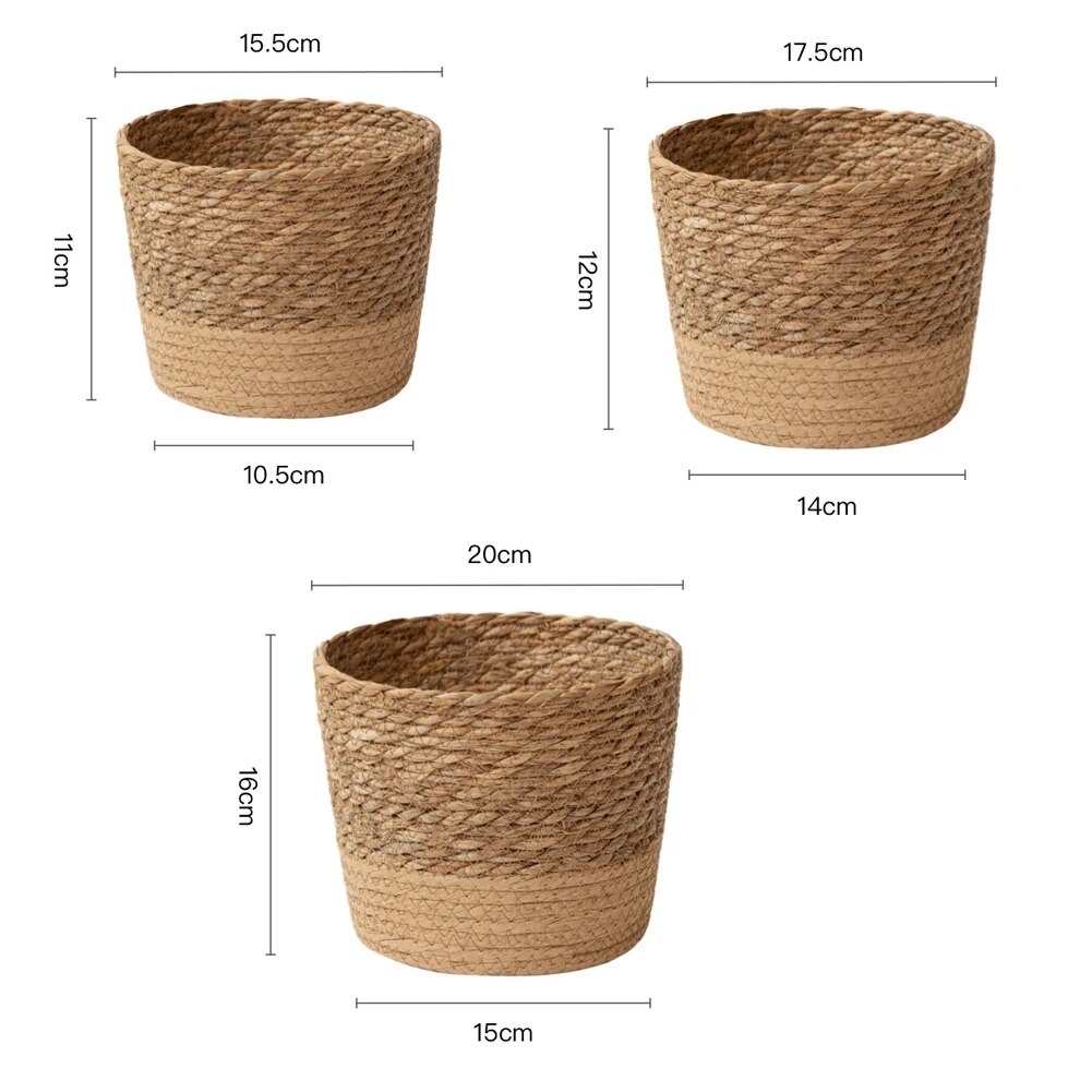 Handmade Rattan Flowerpot Basket for Garden: Woven Straw Weaving Plant Pot Storage