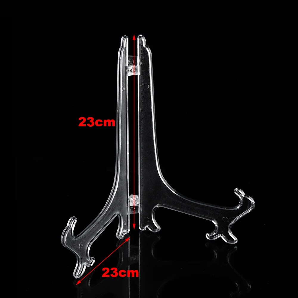 Fashion Clear Plastic Plate Display Stand: Easel Holder for Photo Frames - 3/5/7/9inch Size Options