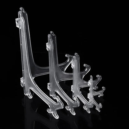 Fashion Clear Plastic Plate Display Stand: Easel Holder for Photo Frames - 3/5/7/9inch Size Options