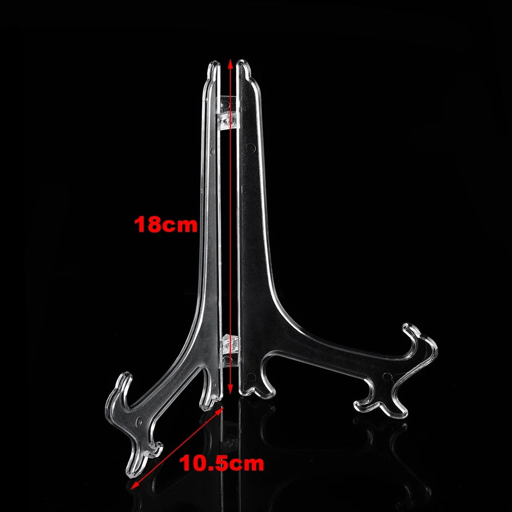 Fashion Clear Plastic Plate Display Stand: Easel Holder for Photo Frames - 3/5/7/9inch Size Options