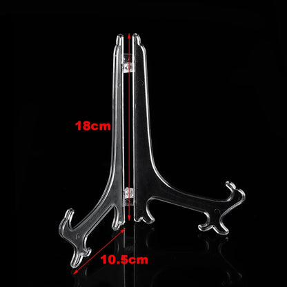 Fashion Clear Plastic Plate Display Stand: Easel Holder for Photo Frames - 3/5/7/9inch Size Options