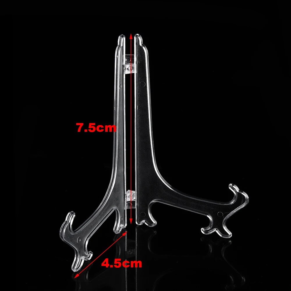 Fashion Clear Plastic Plate Display Stand: Easel Holder for Photo Frames - 3/5/7/9inch Size Options
